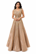 Champagne Gold Couture Embellished Gown